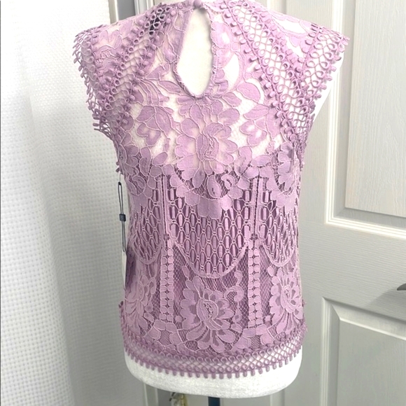 Landry Sleeveless Purple Lace Blouse Sz XS - Picture 8 of 11